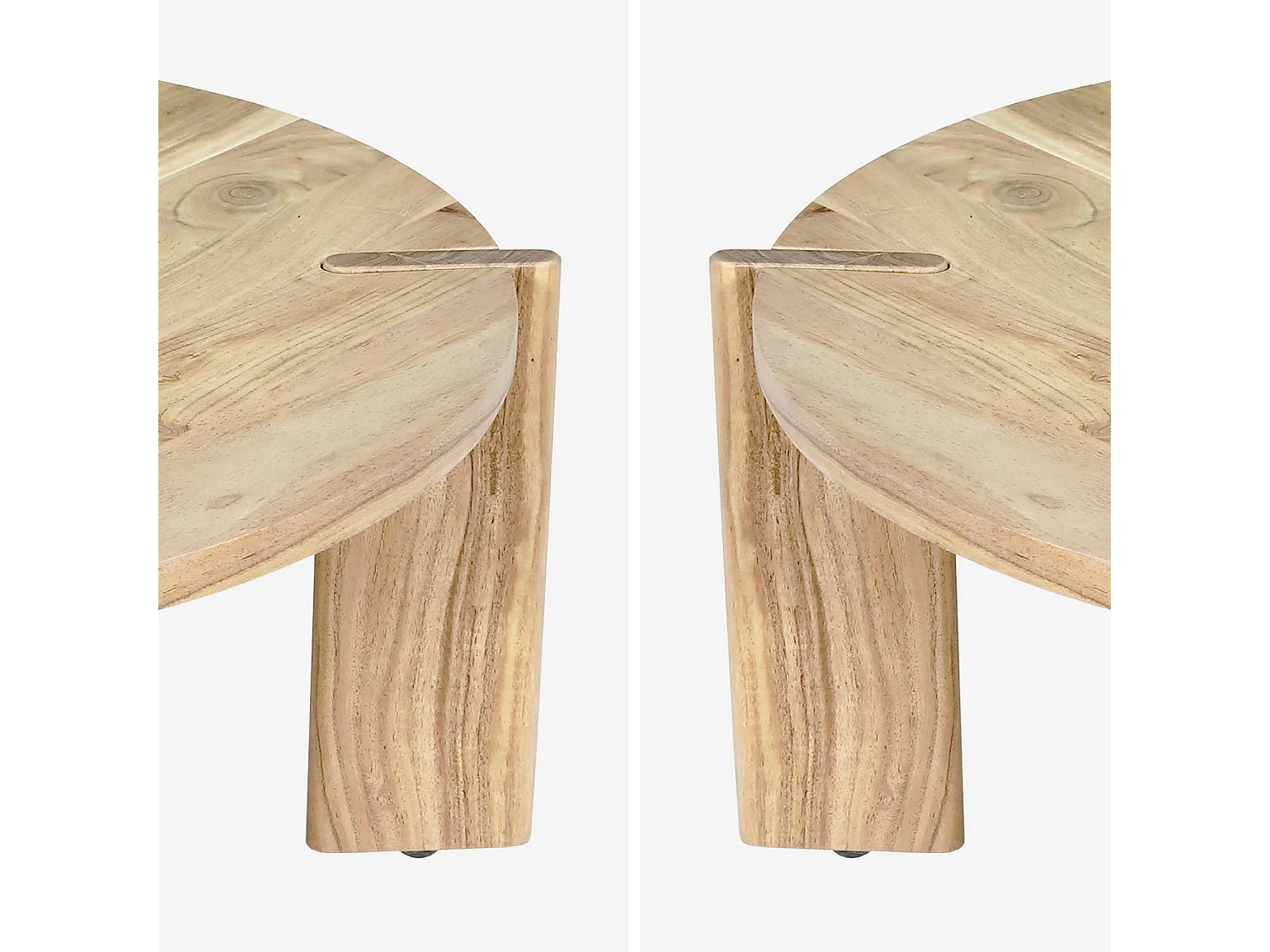 Table basse ronde en bois d'acacia massif naturel 80 cm - Reva