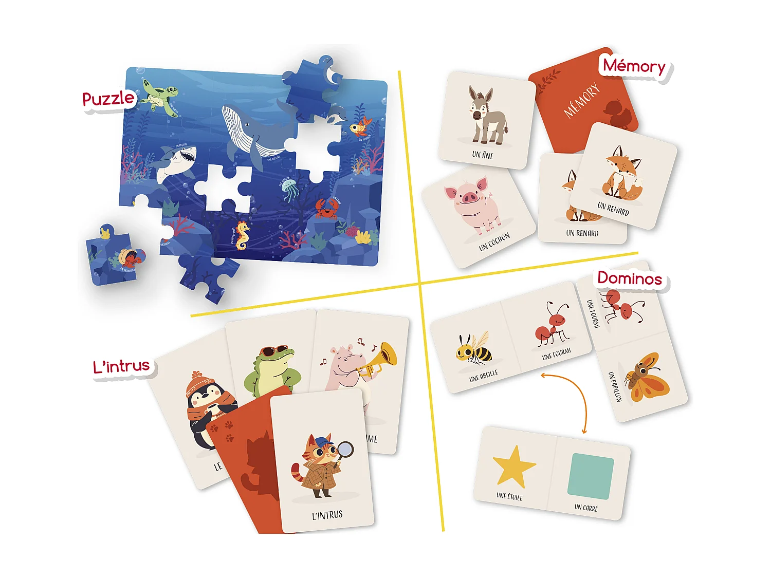 Boite De Jeux Educatifs 4 En 1 Multicolore