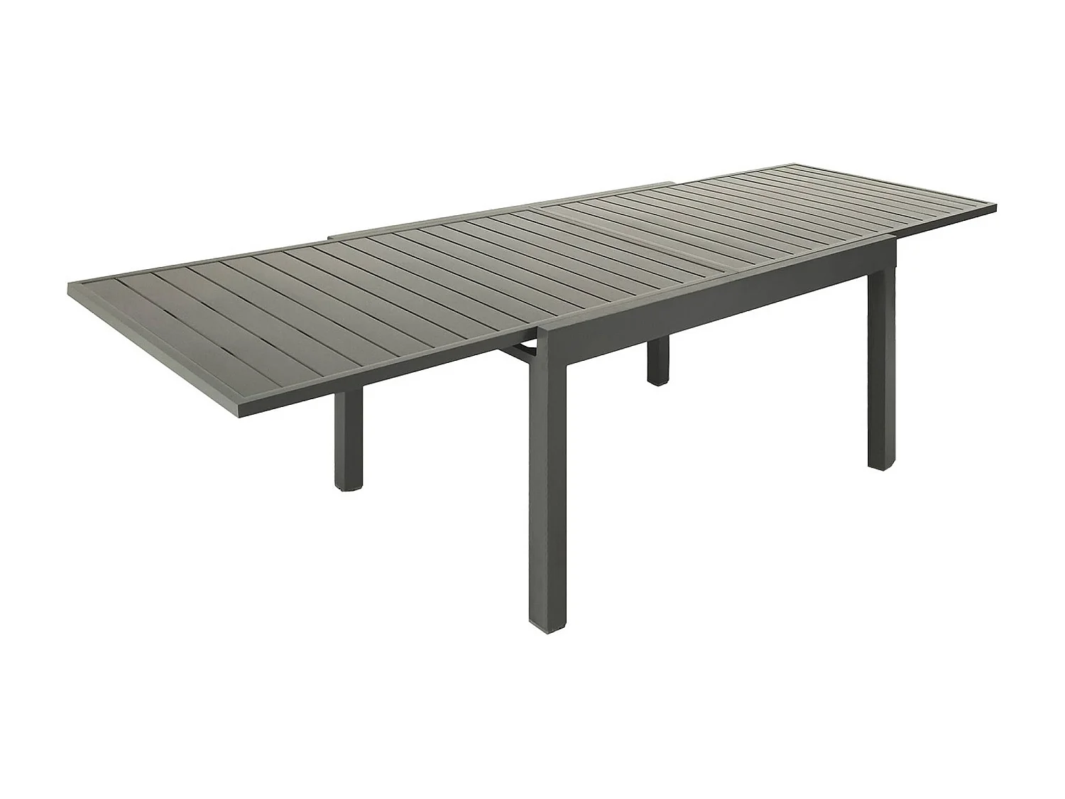 Table de jardin extensible aluminium kaki. 8 places. 135 / 270 x 90 x 75 cm