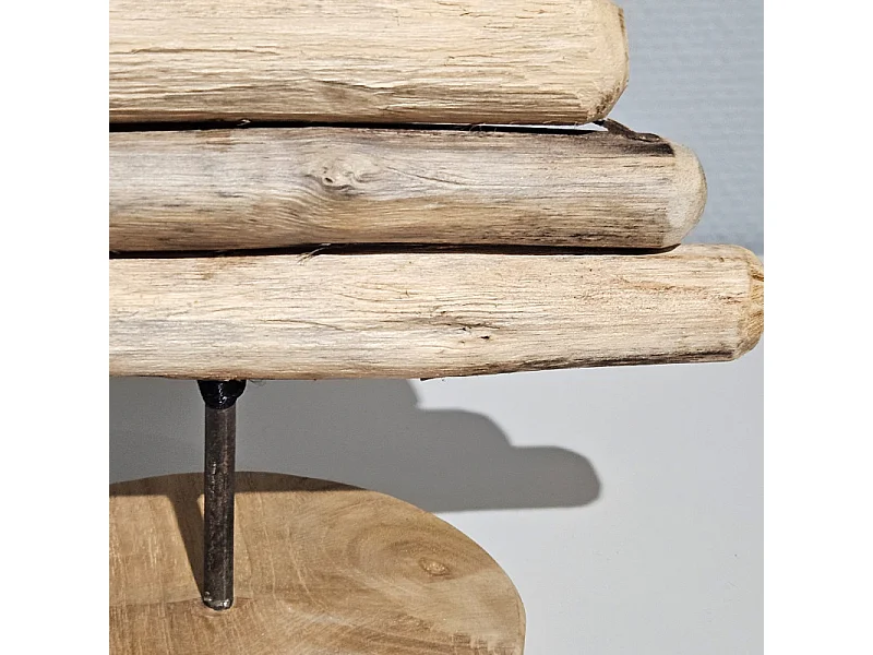 Petit sapin H. 35 cm en bois de teck et métal effet vieilli - MERRY