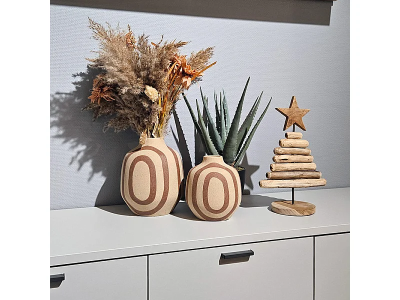 Petit sapin H. 35 cm en bois de teck et métal effet vieilli - MERRY