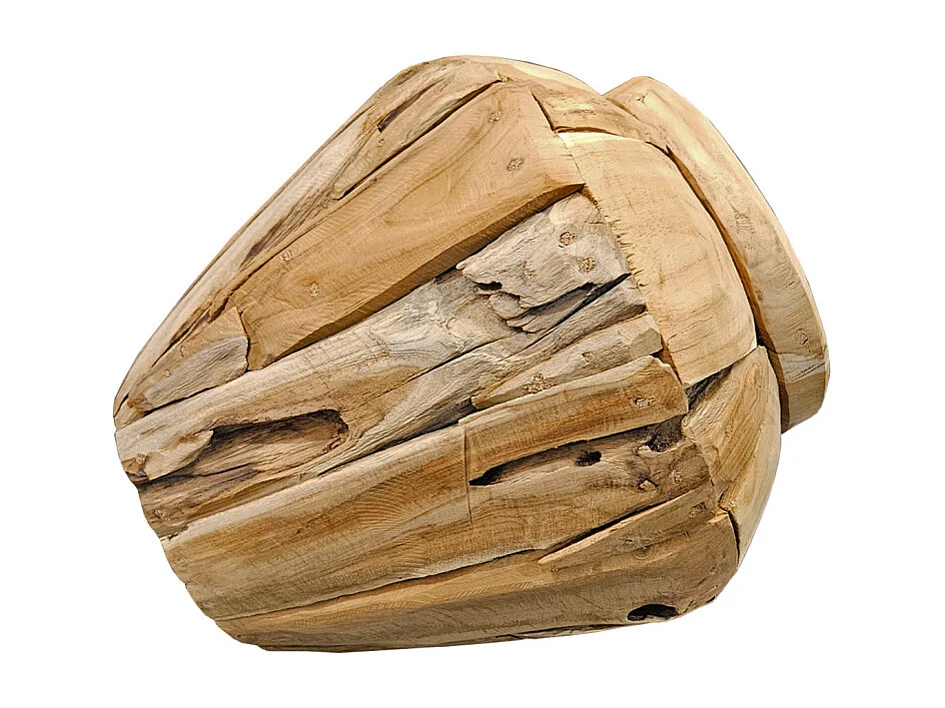 Vase décoratif en bois de teck massif H. 39 cm - WINNIE M