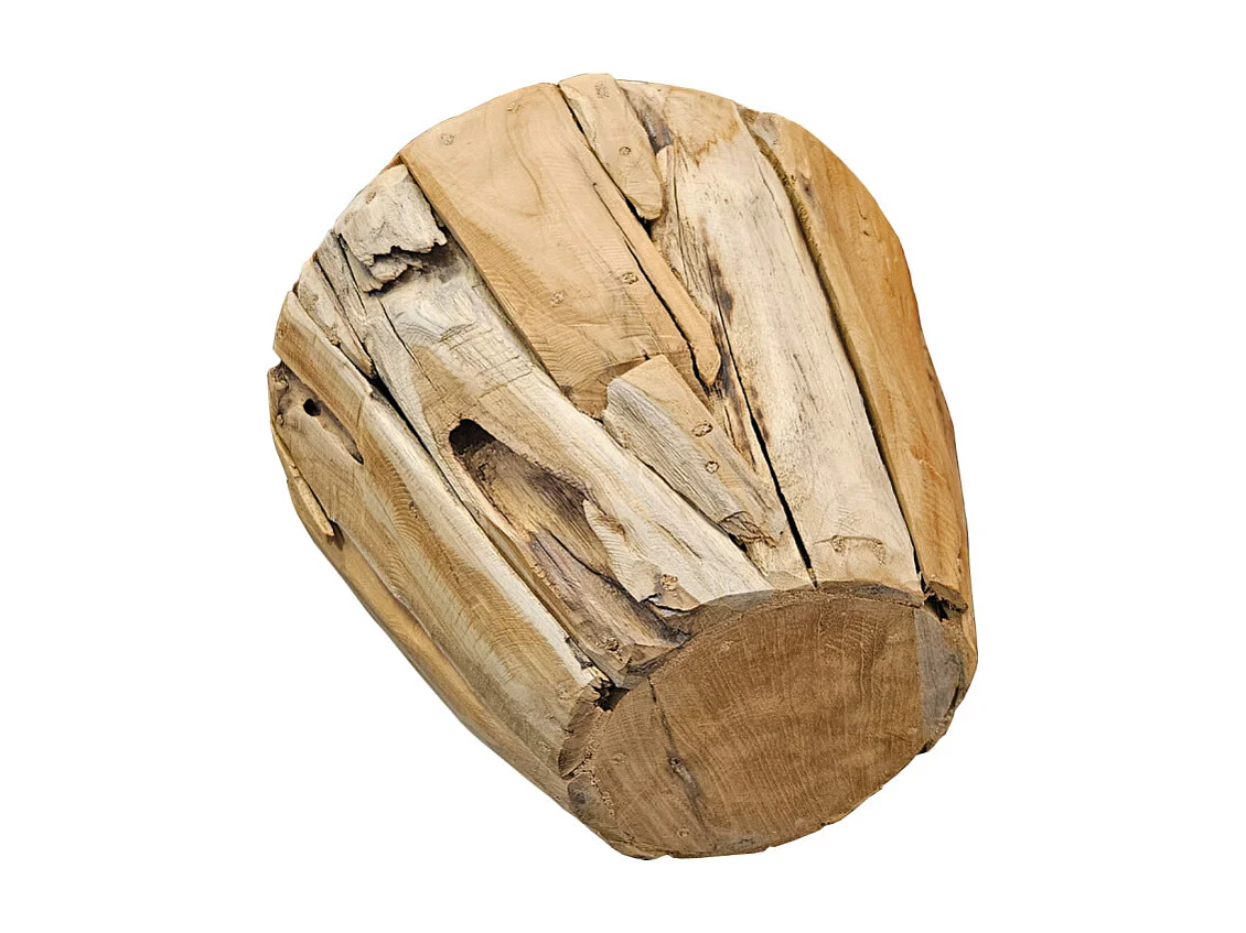 Vase décoratif en bois de teck massif H. 39 cm - WINNIE M