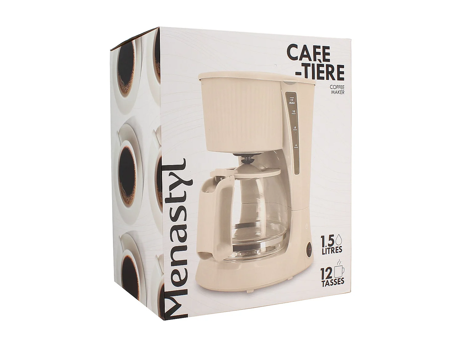 Menastyl - Cafetiere 12 Tasses 1.5l En Polypropylene Creme Strie