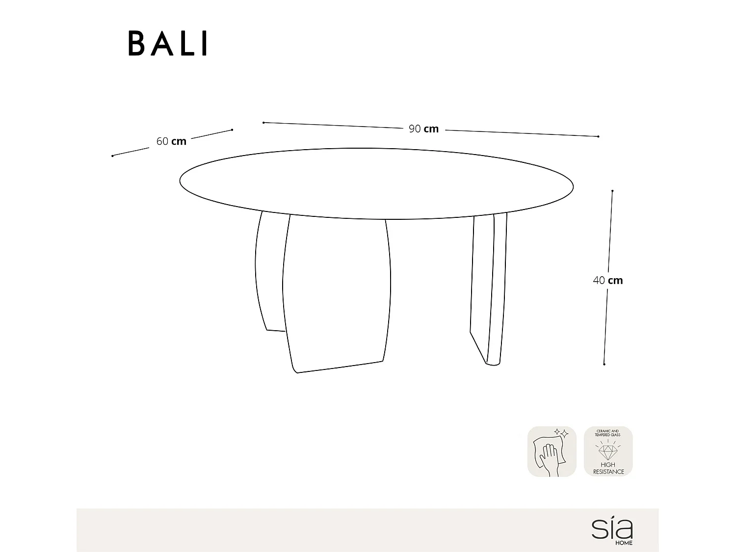 Table basse céramique aspect travertin  90cm BALI