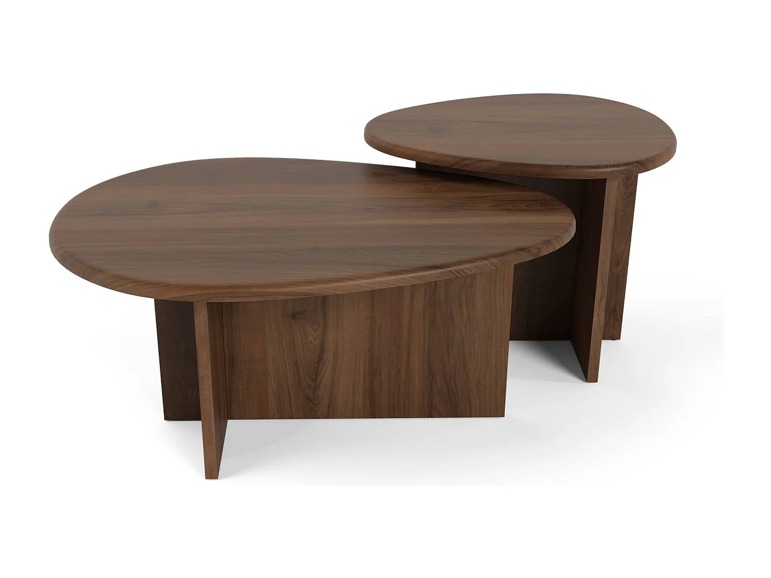 Lot de 2 tables basses gigognes noyer CEDRA