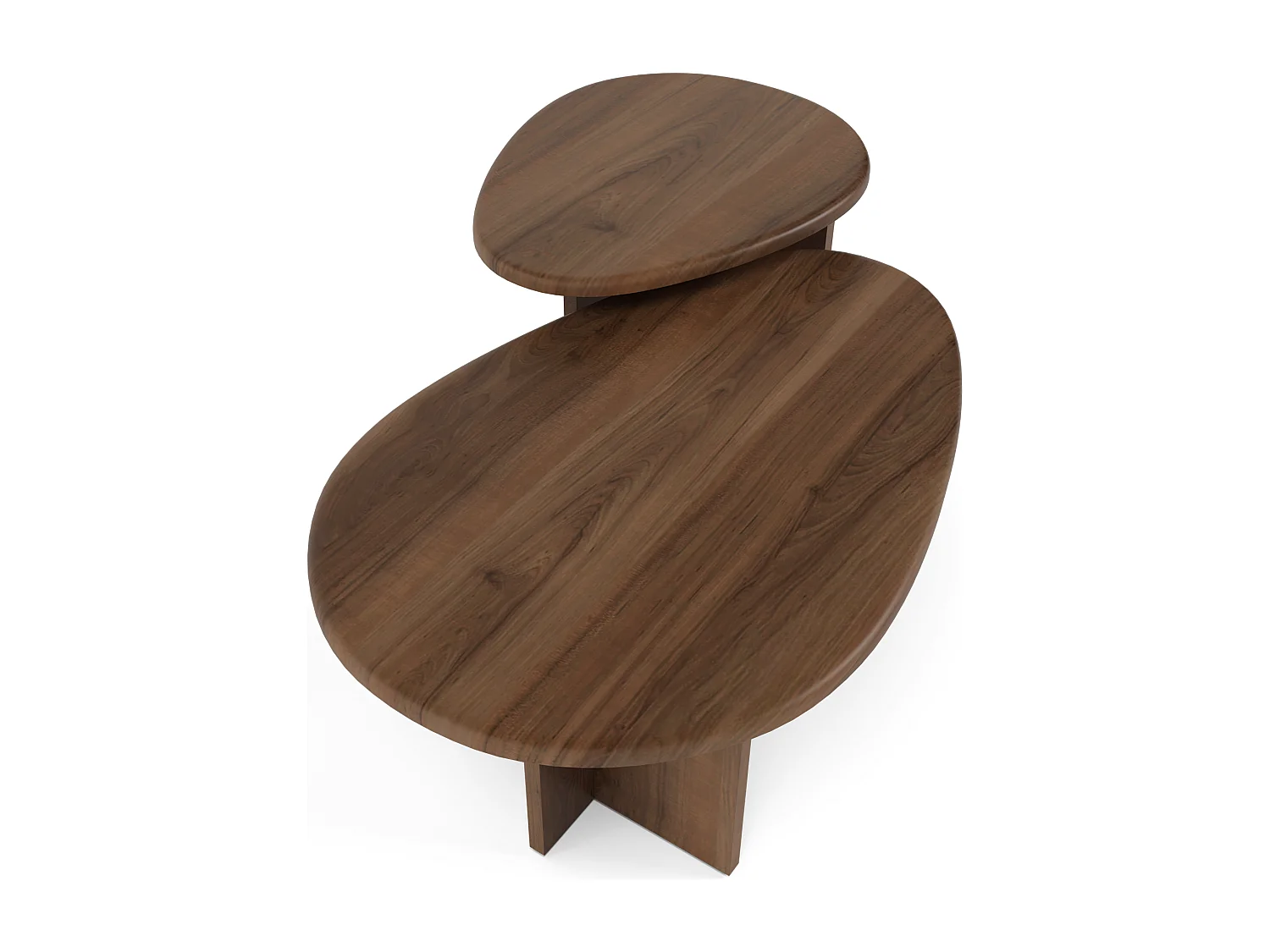 Lot de 2 tables basses gigognes noyer CEDRA