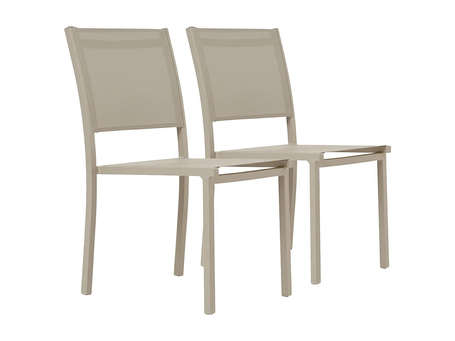 Lot de 2 chaises de jardin aluminium et textilène crème