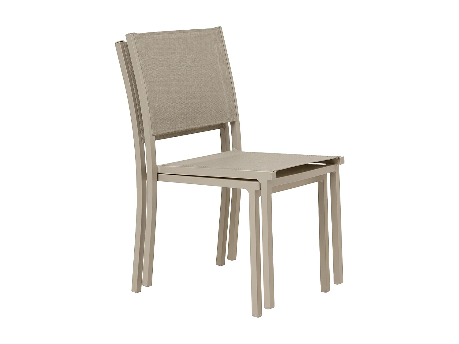 Lot de 2 chaises de jardin aluminium et textilène crème