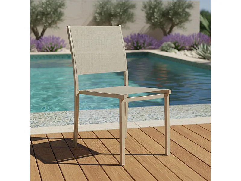 Chaise de jardin aluminium et textilène crème
