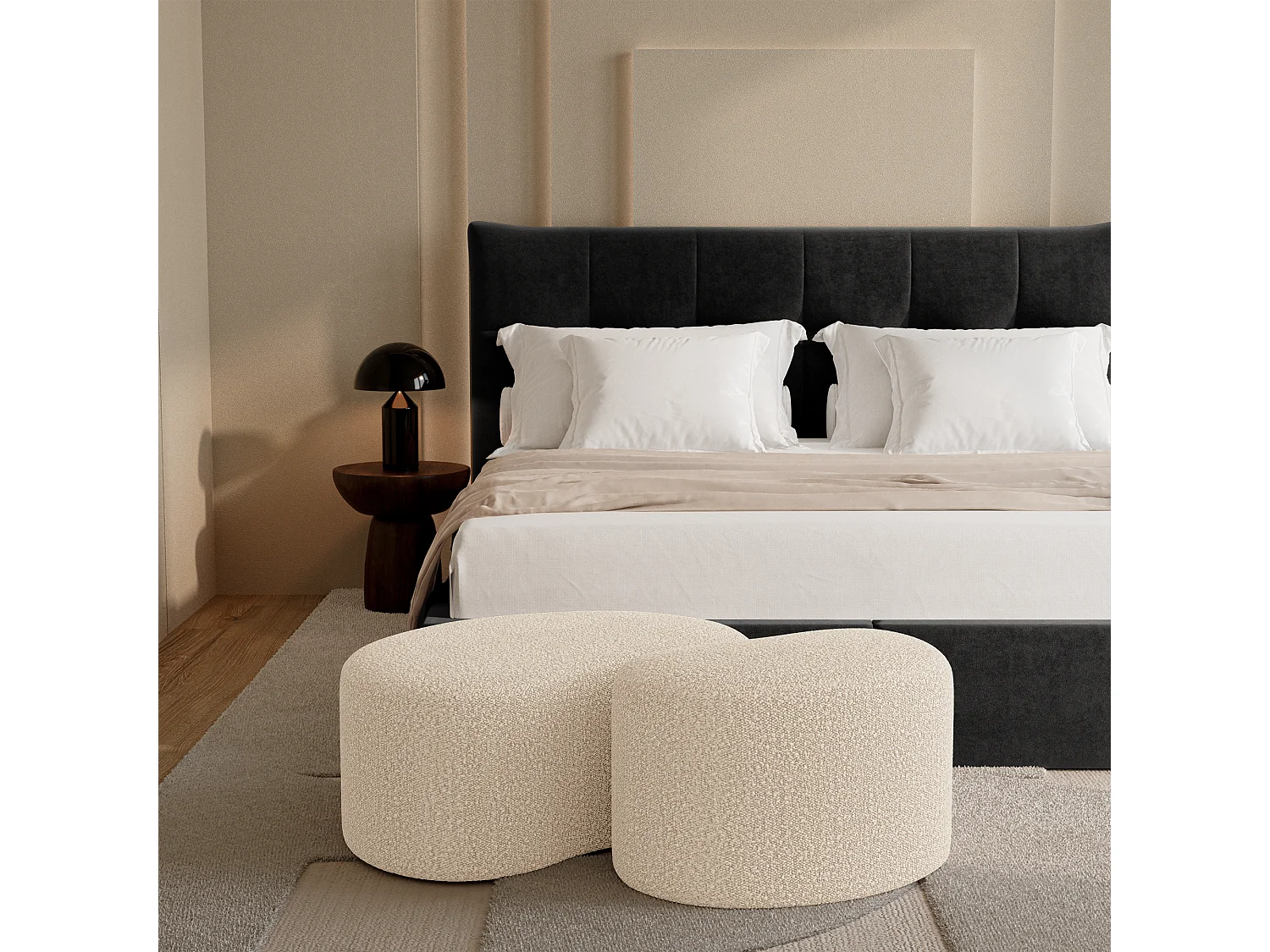 Pouf 80cm tissu bouclette crème DUNE