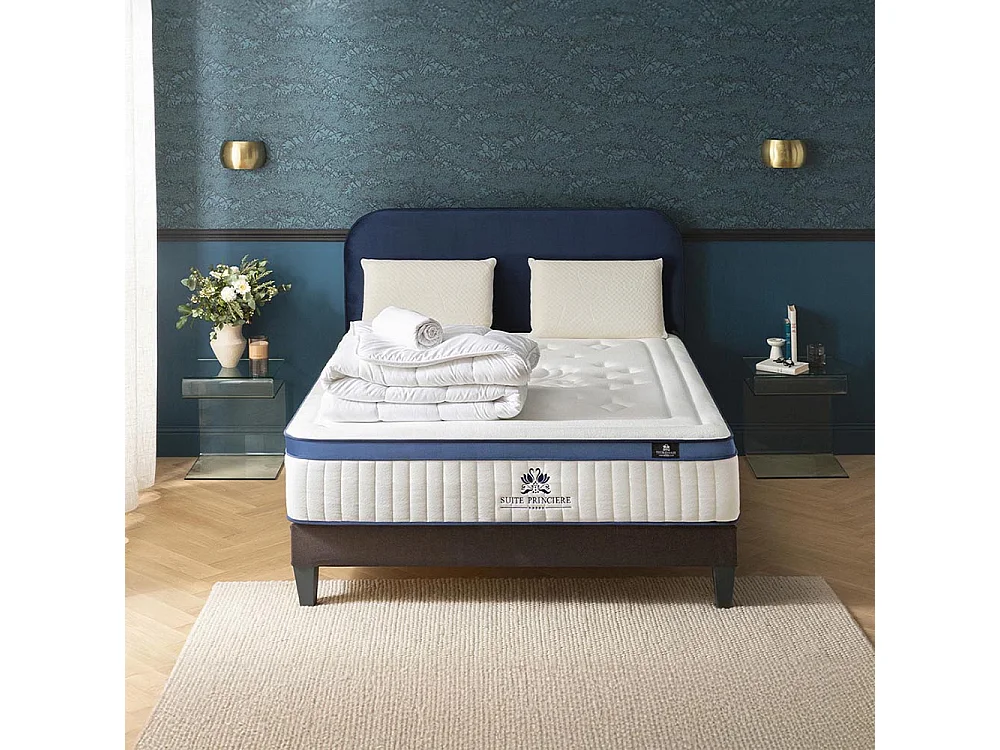 SUITE ETOILEE | Pack Prêt à dormir SUITE PRINCIERE 90x200 cm | Matelas Mémoire de forme + Sommier + Accessoires