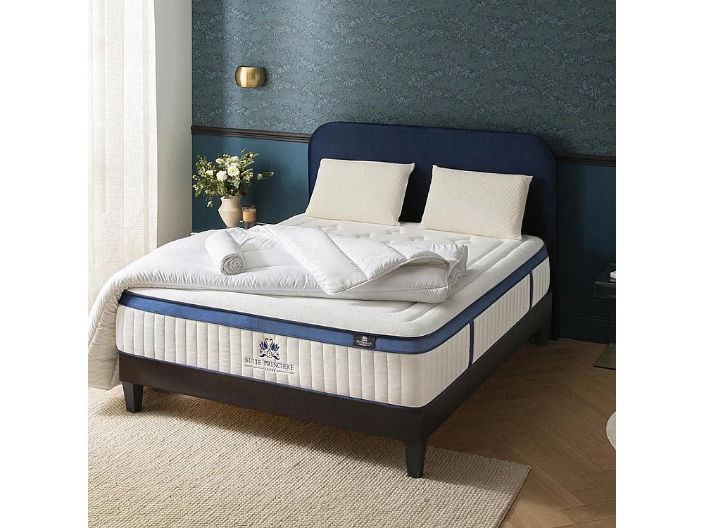 SUITE ETOILEE | Pack Prêt à dormir SUITE PRINCIERE 140x200 cm | Matelas Mémoire de forme + Sommier + Accessoires