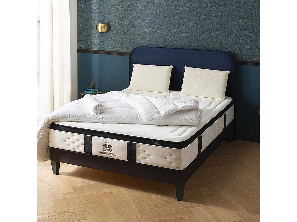 SUITE ETOILEE | Pack Prêt à dormir SUITE DIVINE 160x200 cm | Matelas Mémoire de forme + Sommier + Accessoires
