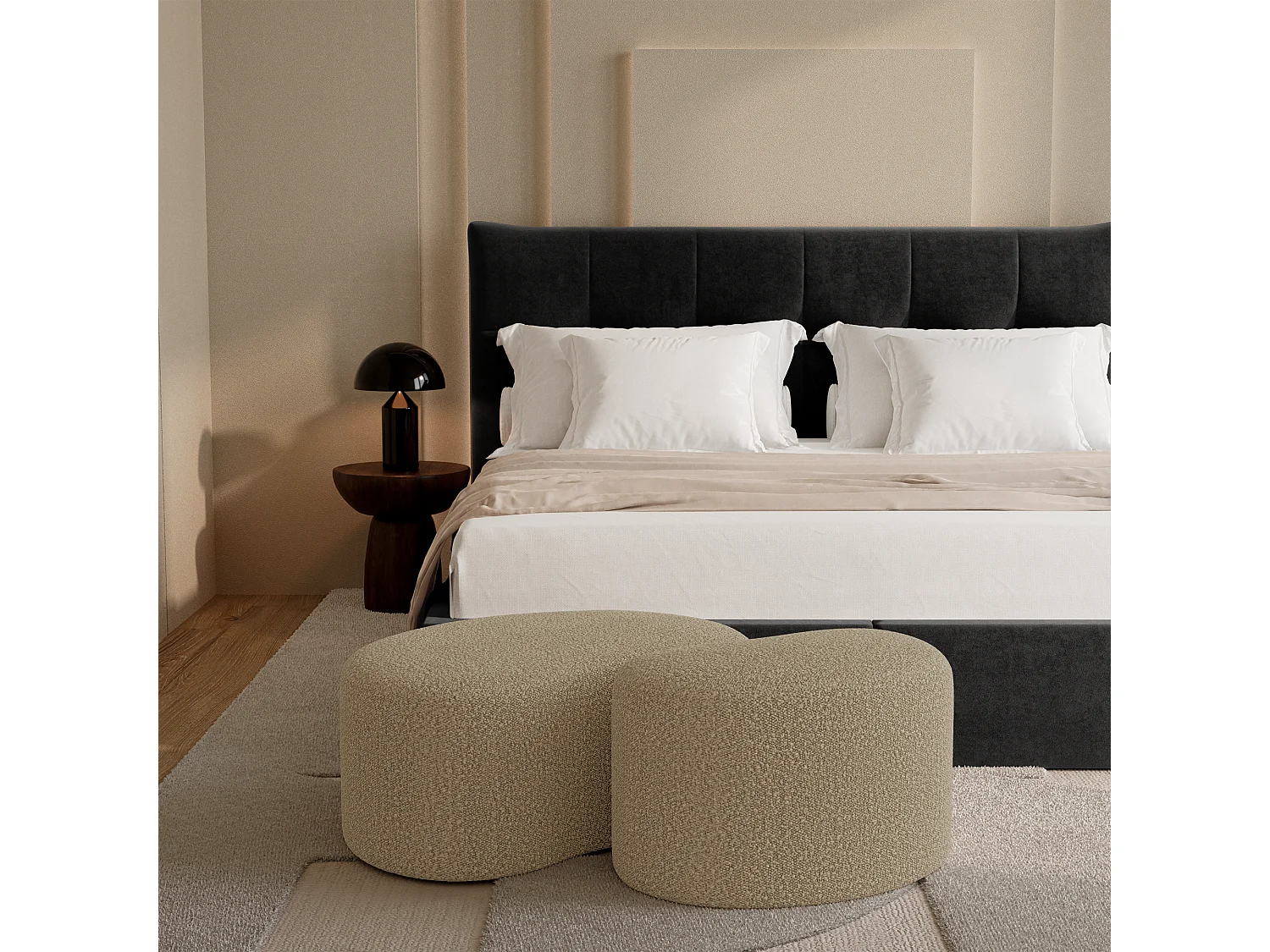 Pouf 80cm tissu bouclette taupe DUNE