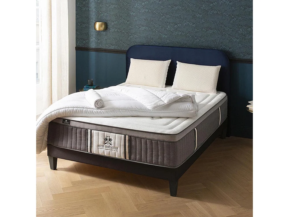 SUITE ETOILEE | Pack Prêt à dormir SUITE IMPERIALE 160x200 cm | Matelas Mémoire de forme + Sommier + Accessoires