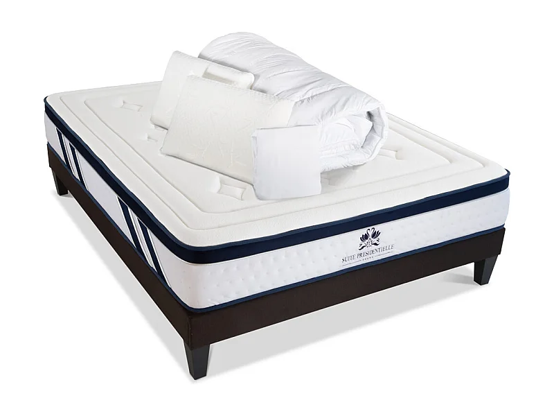 SUITE ETOILEE | Pack Prêt à dormir SUITE PRESIDENTIELLE 90x190 cm | Matelas Mémoire de forme + Sommier + Accessoires