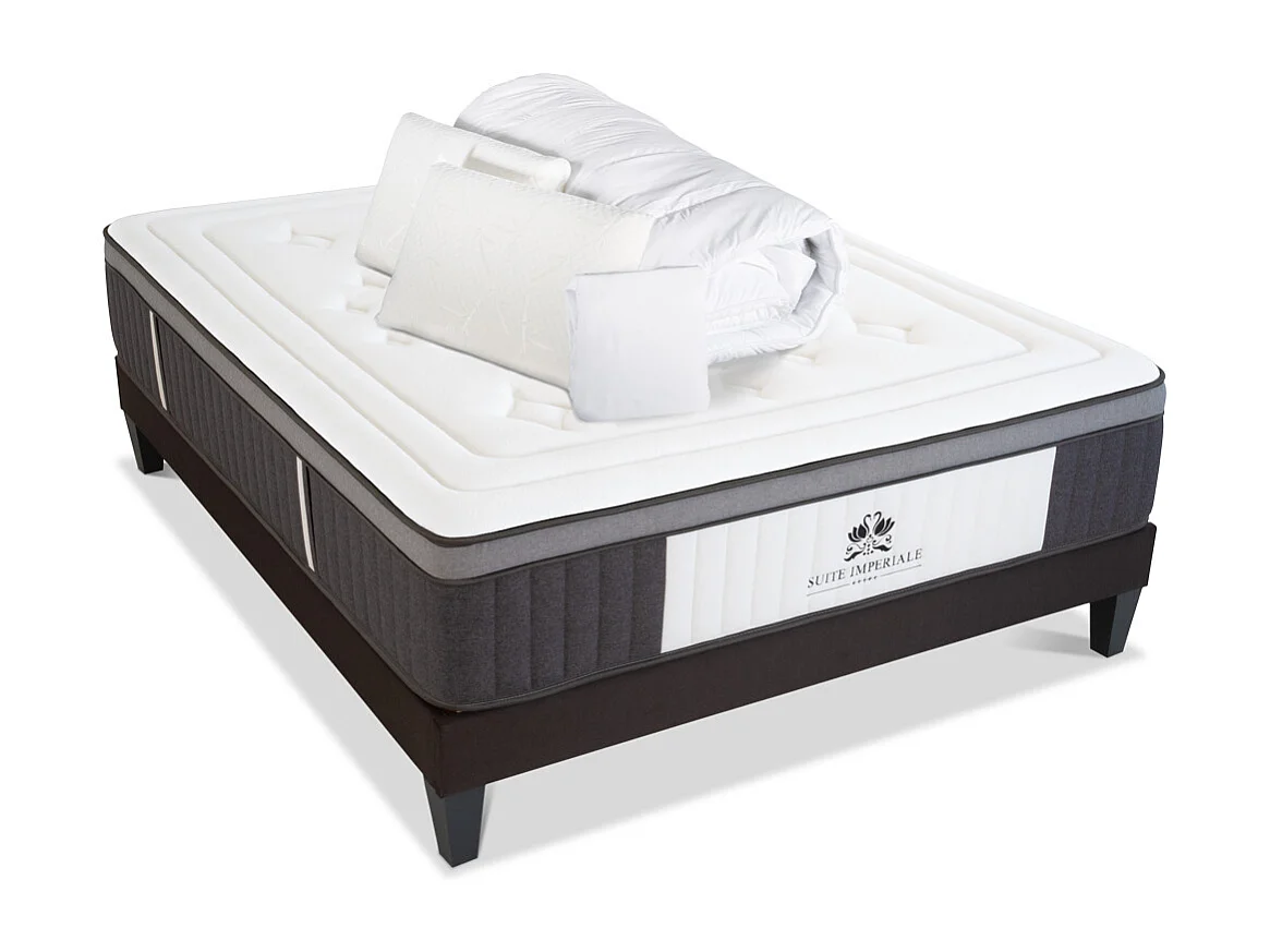 SUITE ETOILEE | Pack Prêt à dormir SUITE IMPERIALE 180x200 cm | Matelas Mémoire de forme + Sommier + Accessoires