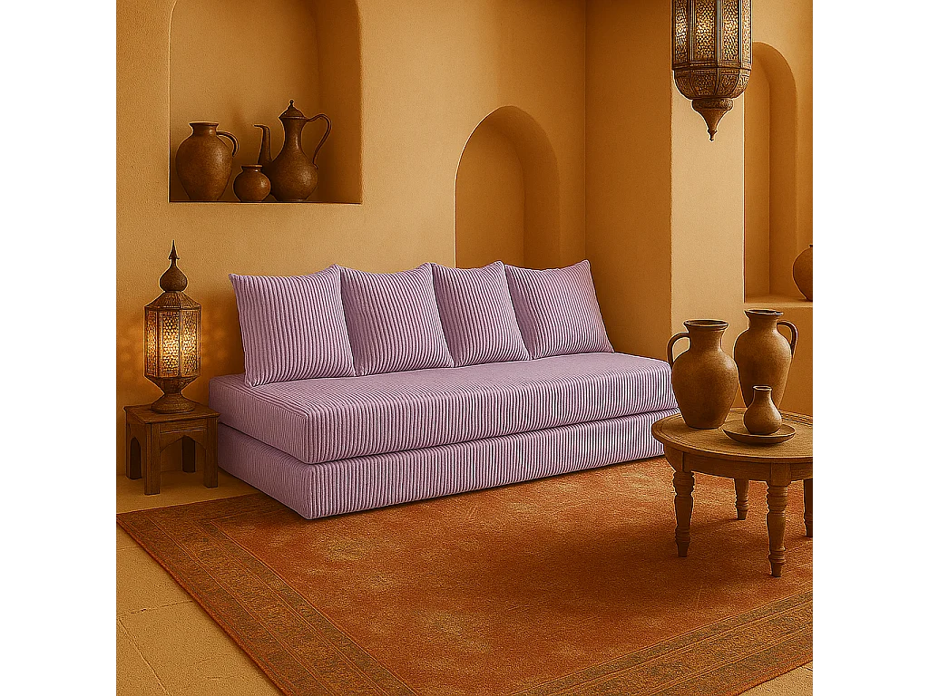 Canapé droit convertible LAYALI + 4 pl, déhoussable