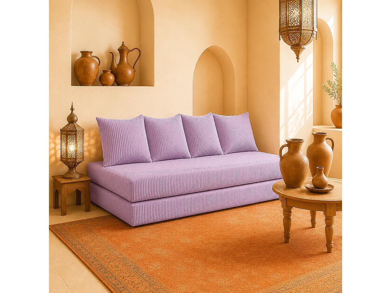 Canapé droit convertible LAYALI + 4 pl, déhoussable