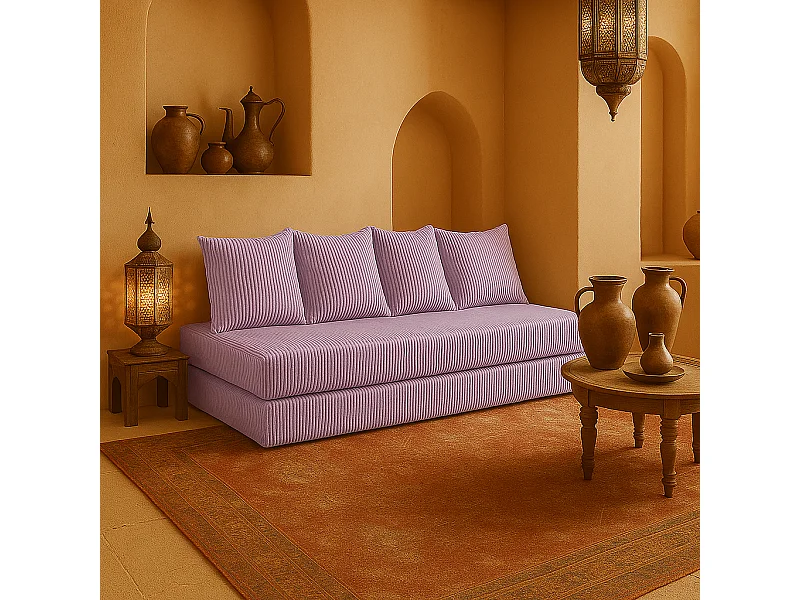 Canapé droit convertible LAYALI + 4 pl, déhoussable