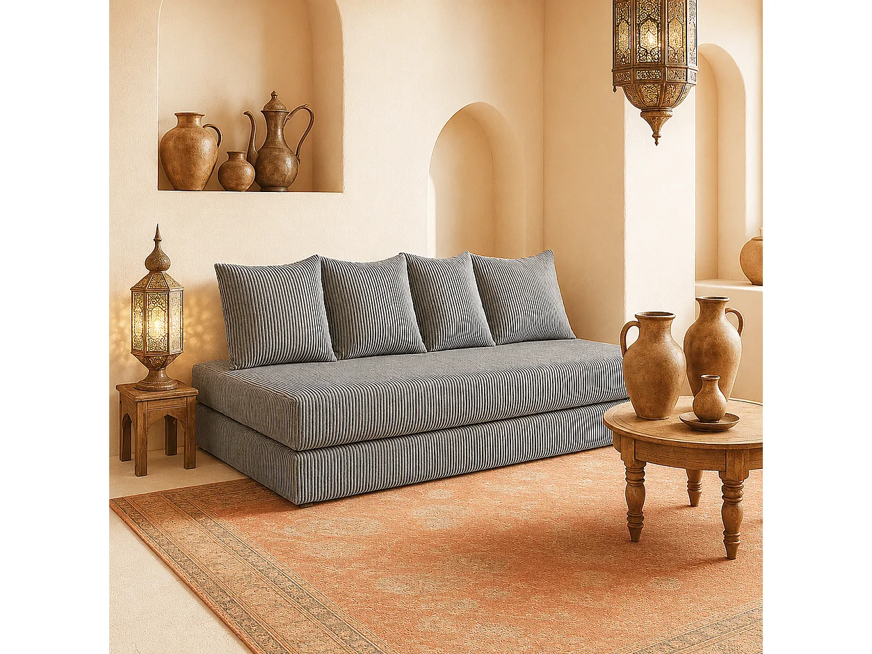 Canapé droit convertible LAYALI + 4 pl, déhoussable