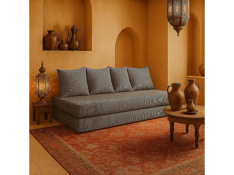 Canapé droit convertible LAYALI + 4 pl, déhoussable