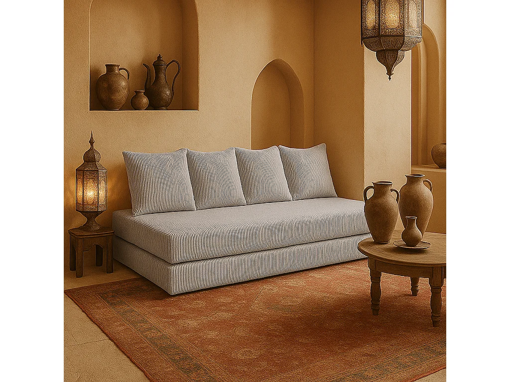 Canapé droit convertible LAYALI + 4 pl, déhoussable