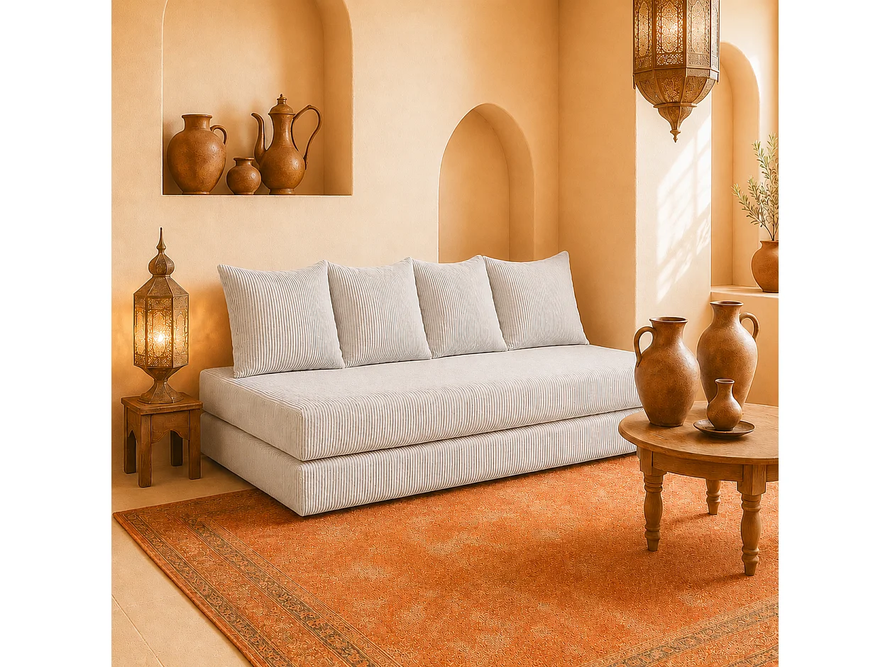 Canapé droit convertible LAYALI + 4 pl, déhoussable
