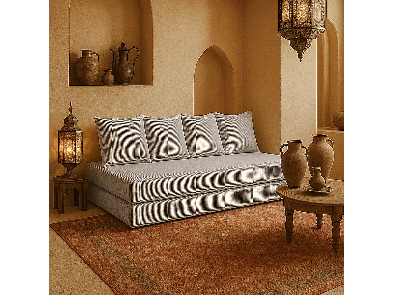 Canapé droit convertible LAYALI + 4 pl, déhoussable