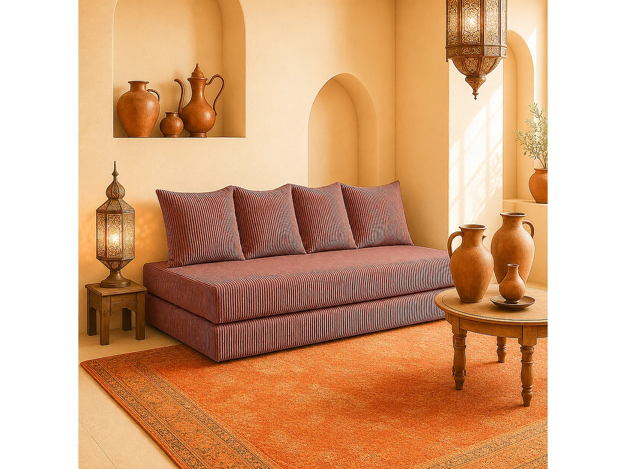 Canapé droit convertible LAYALI + 4 pl, déhoussable