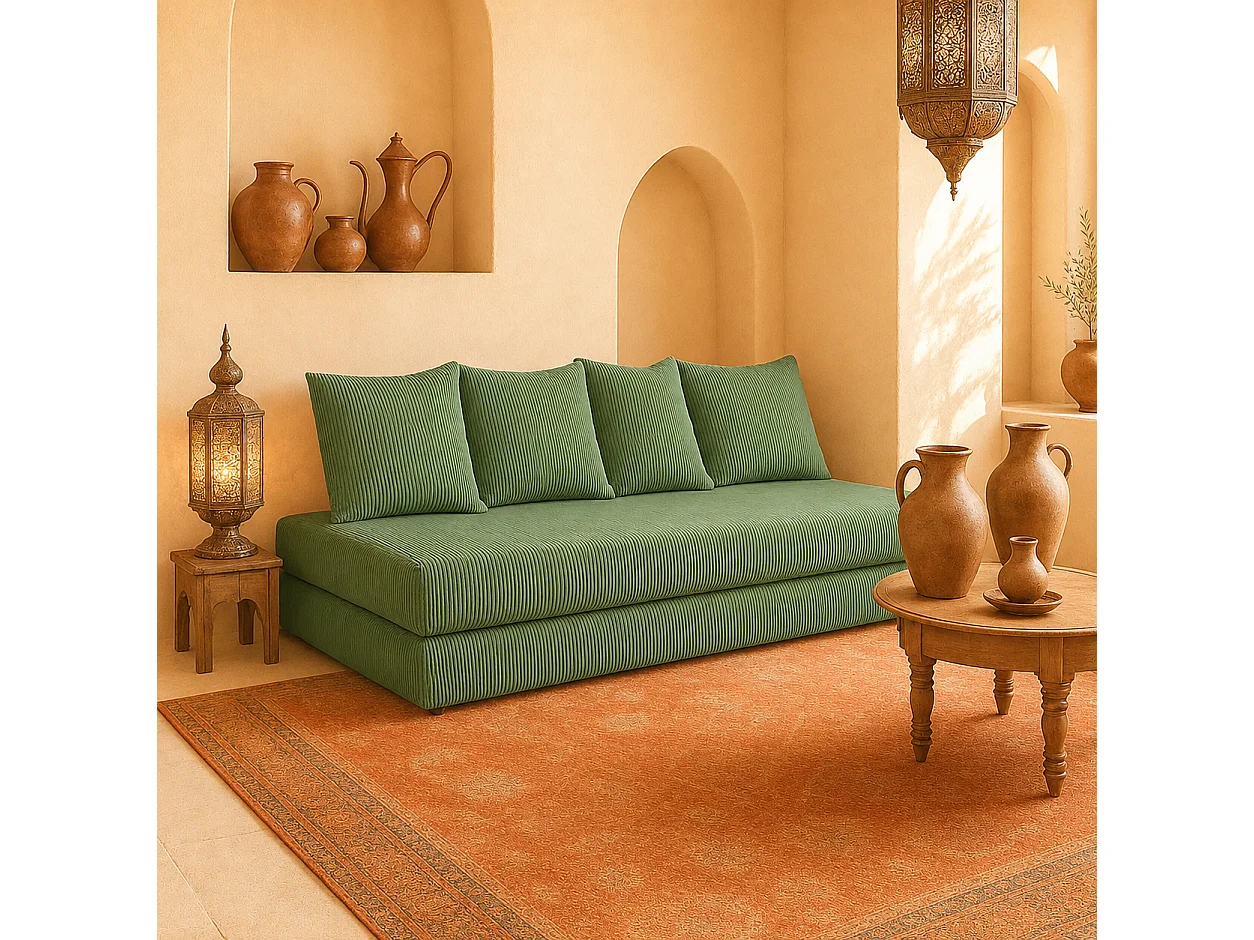 Canapé droit convertible LAYALI + 4 pl, déhoussable