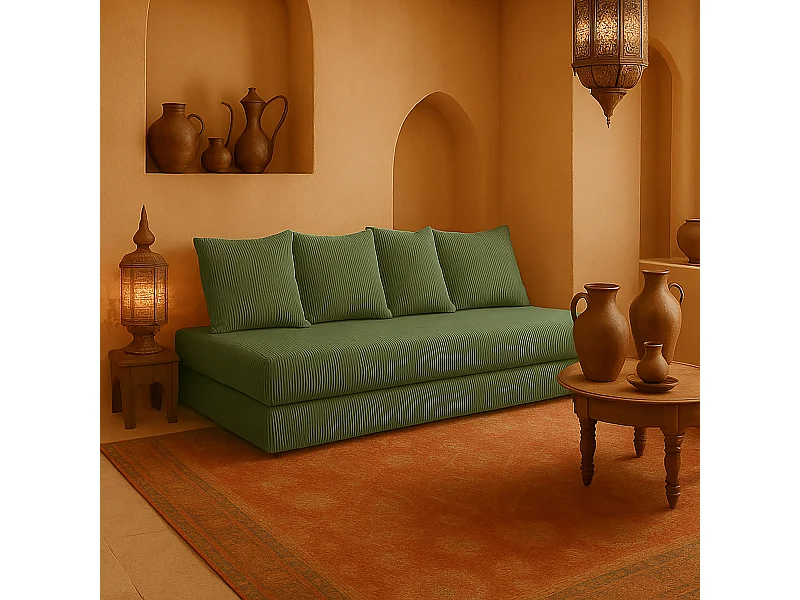 Canapé droit convertible LAYALI + 4 pl, déhoussable