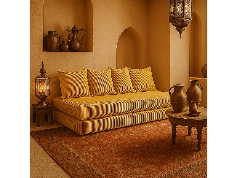 Canapé droit convertible LAYALI + 4 pl, déhoussable