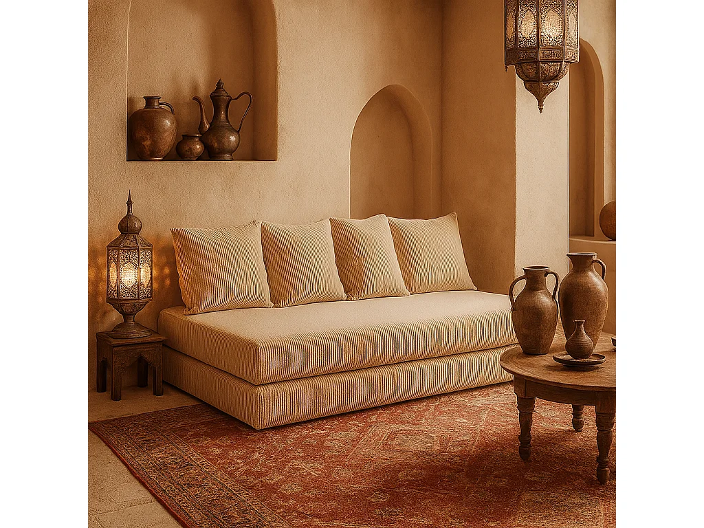 Canapé droit convertible LAYALI + 4 pl, déhoussable