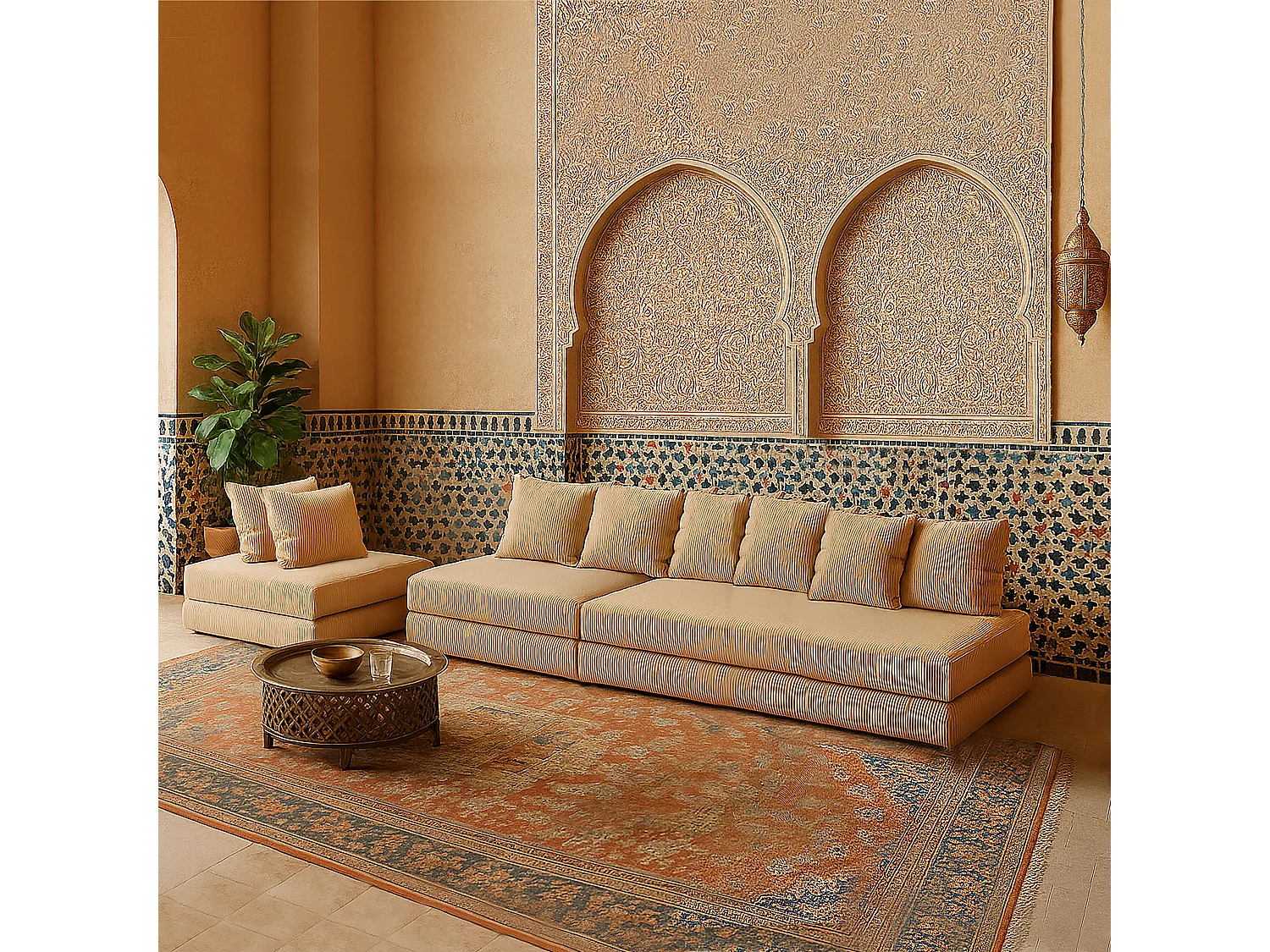 Canapé droit convertible LAYALI + 4 pl, déhoussable