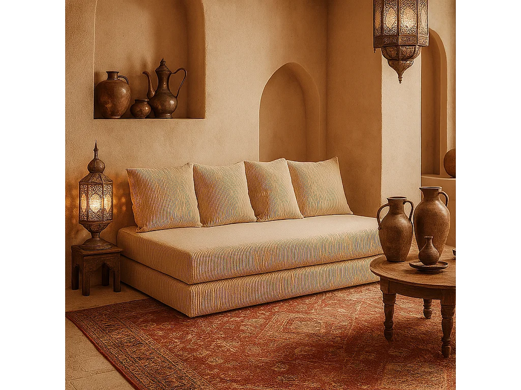 Canapé droit convertible LAYALI + 4 pl, déhoussable