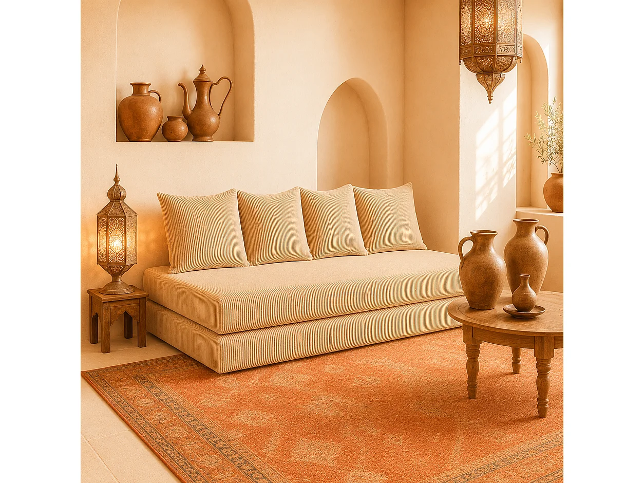 Canapé droit convertible LAYALI + 4 pl, déhoussable
