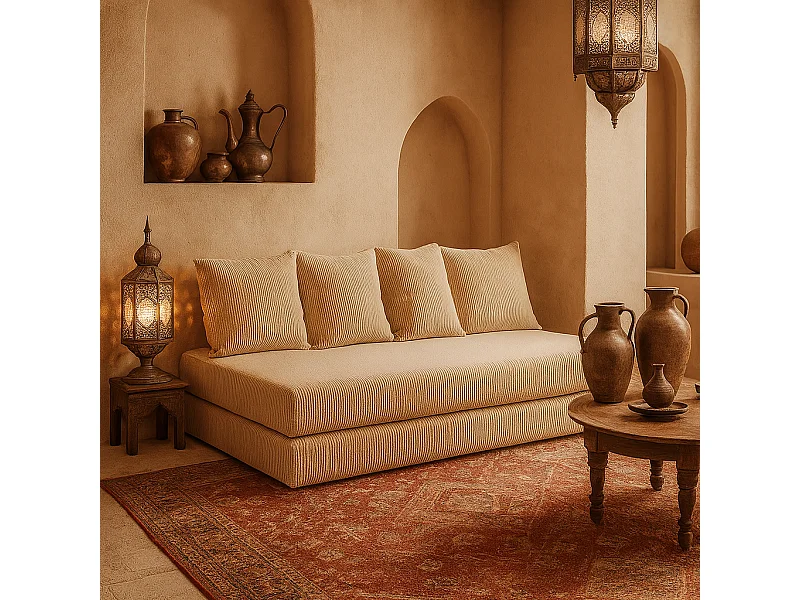 Canapé droit convertible LAYALI + 4 pl, déhoussable