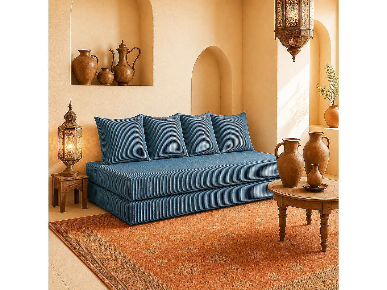 Canapé droit convertible LAYALI + 4 pl, déhoussable