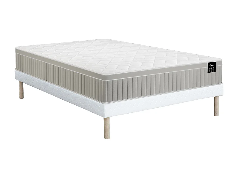 Ensemble 160 x 200 cm sommier tapissier + matelas mousse et gel à mémoire de forme 7 zones ép 22cm - SOMIRA de YSMÉE