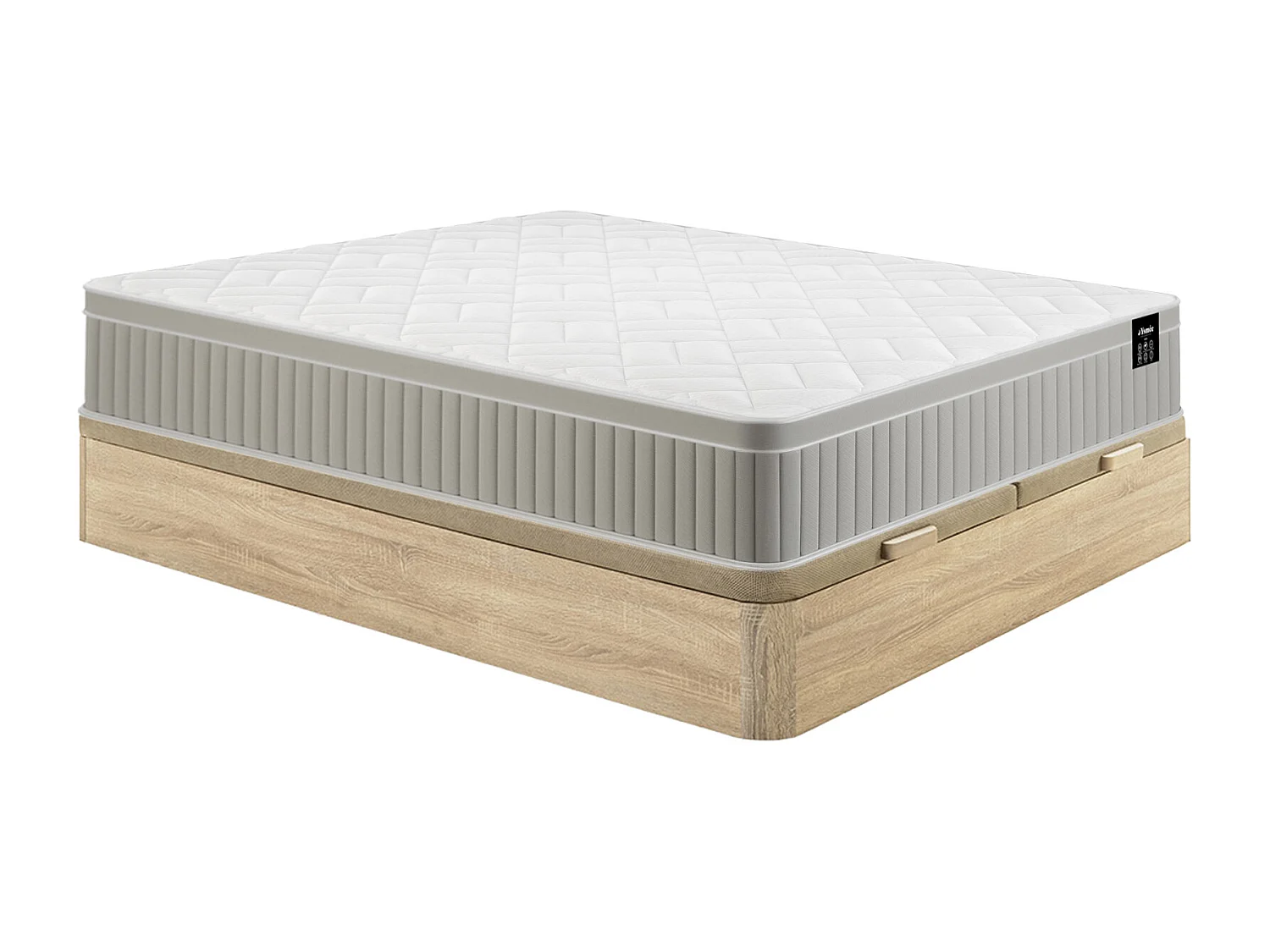 Ensemble 180 x 200 cm sommier coffre naturel clair + matelas mousse et gel à mémoire de forme 7 zones ép 22cm - SOMIRA de YSMÉE