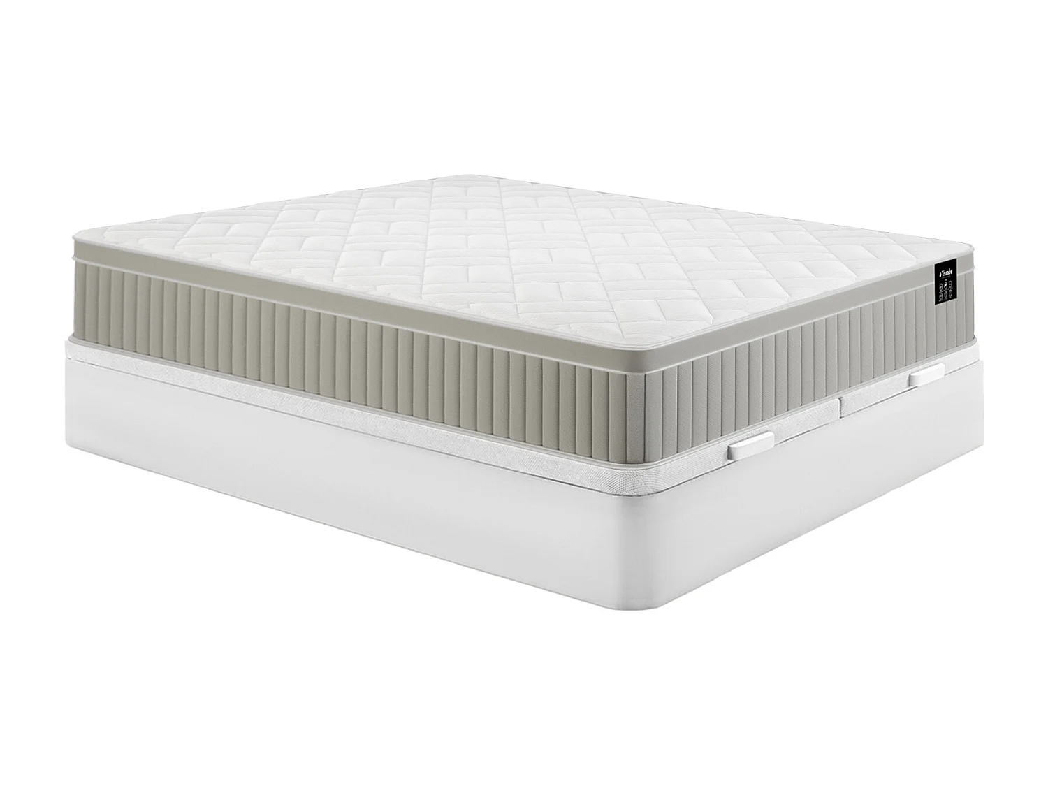 Ensemble 180 x 200 cm sommier coffre blanc + matelas mousse et gel à mémoire de forme 7 zones ép 22cm - SOMIRA de YSMÉE