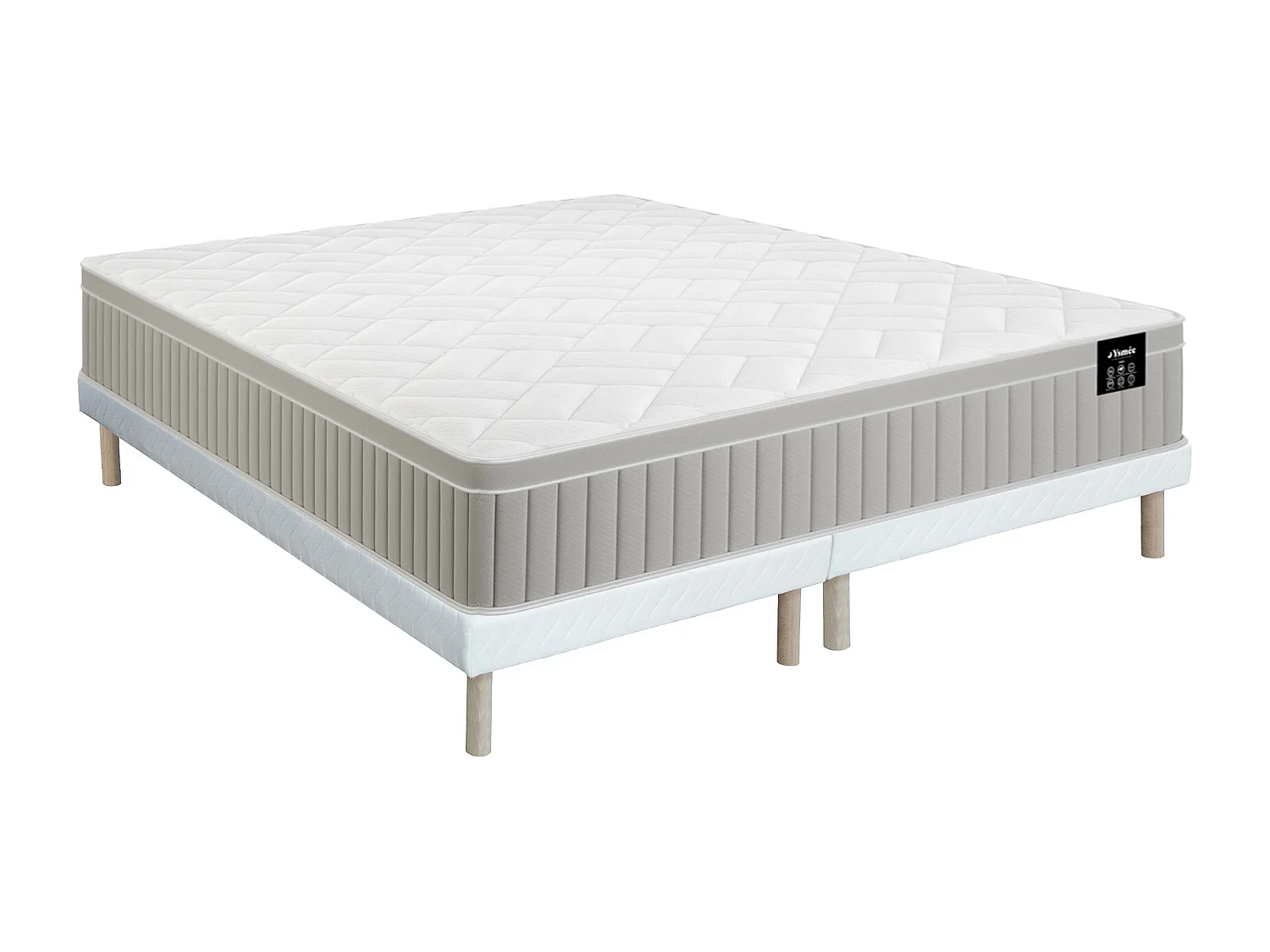 Ensemble 180 x 200 cm sommier tapissier + matelas mousse et gel à mémoire de forme 7 zones ép 22cm - SOMIRA de YSMÉE