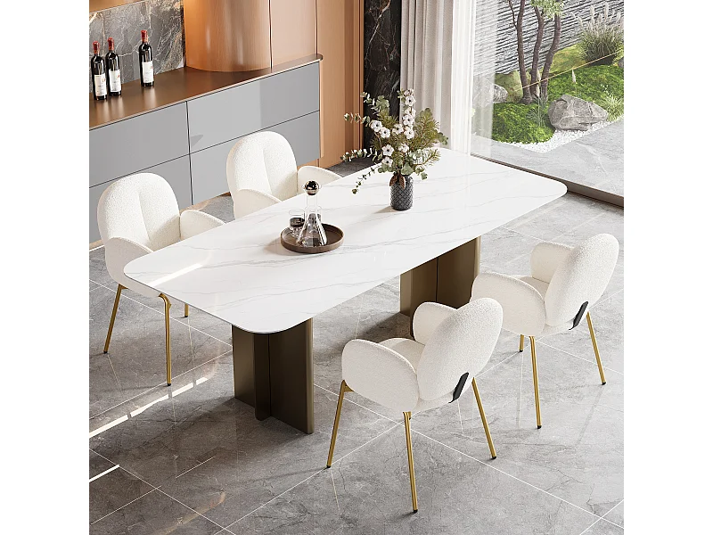 Set van 4 eetkamerstoelen - 55 x 64,5 x 88 cm - kaptafelstoel - gouden poten - fluweel - beige