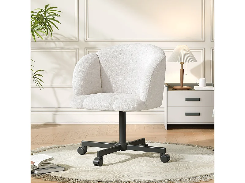 Chaise pivotante/chaise de bureau/chaise d'ordinateur - 66 x 64 x 87 cm - pivotante à 360° - velours - beige