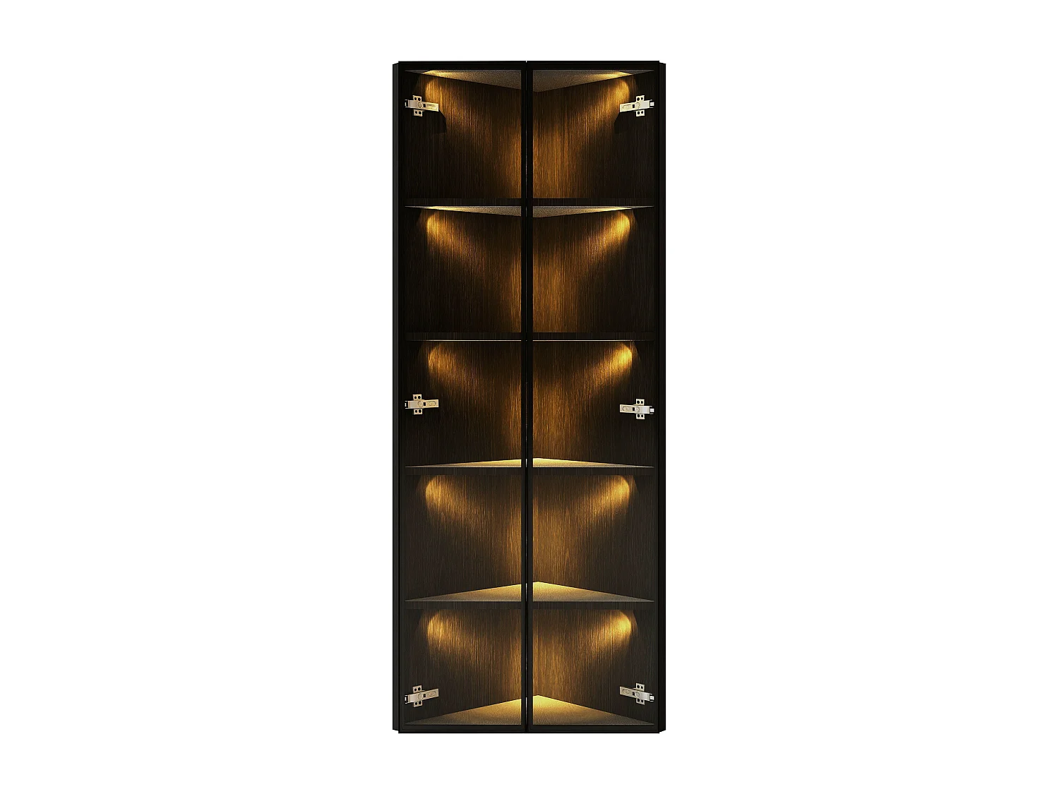 Eckvitrine aus Sicherheitsglas – 62 x 35 x 160 cm – mit LEDs, Staubschutzabdeckung und 2 Türen – MDF und Glas – schwarz