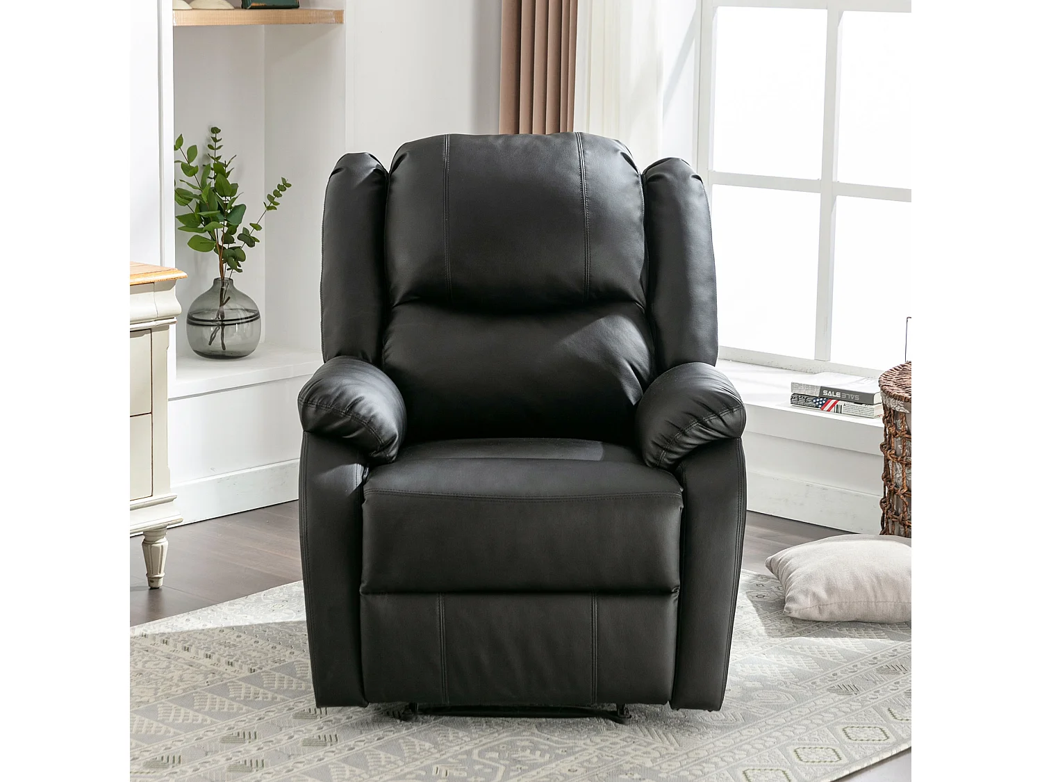 Fauteuils individuels longue extensibles en similicuir - canapés accueillants - avec repose-pieds - PU - noir