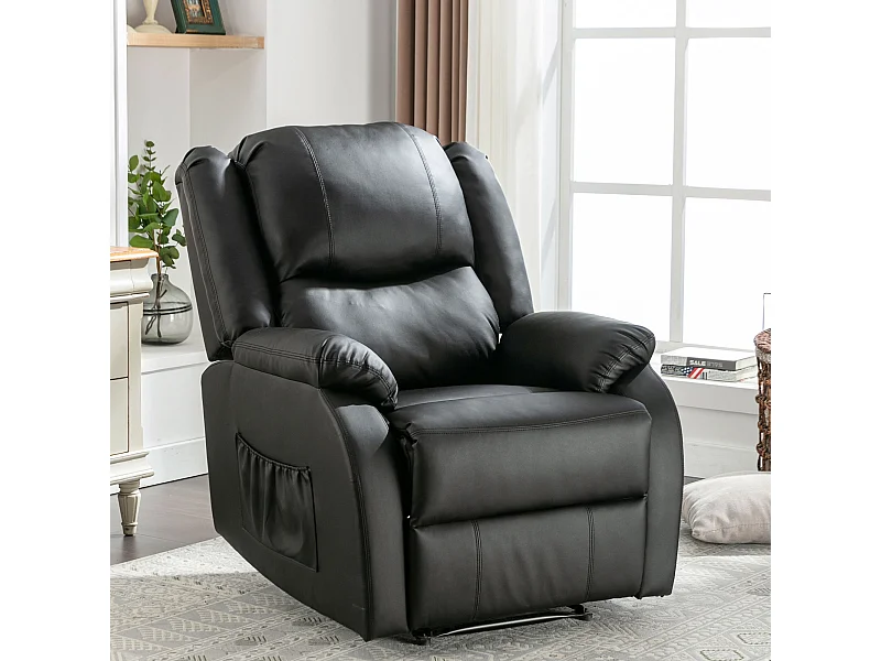 Fauteuils individuels longue extensibles en similicuir - canapés accueillants - avec repose-pieds - PU - noir