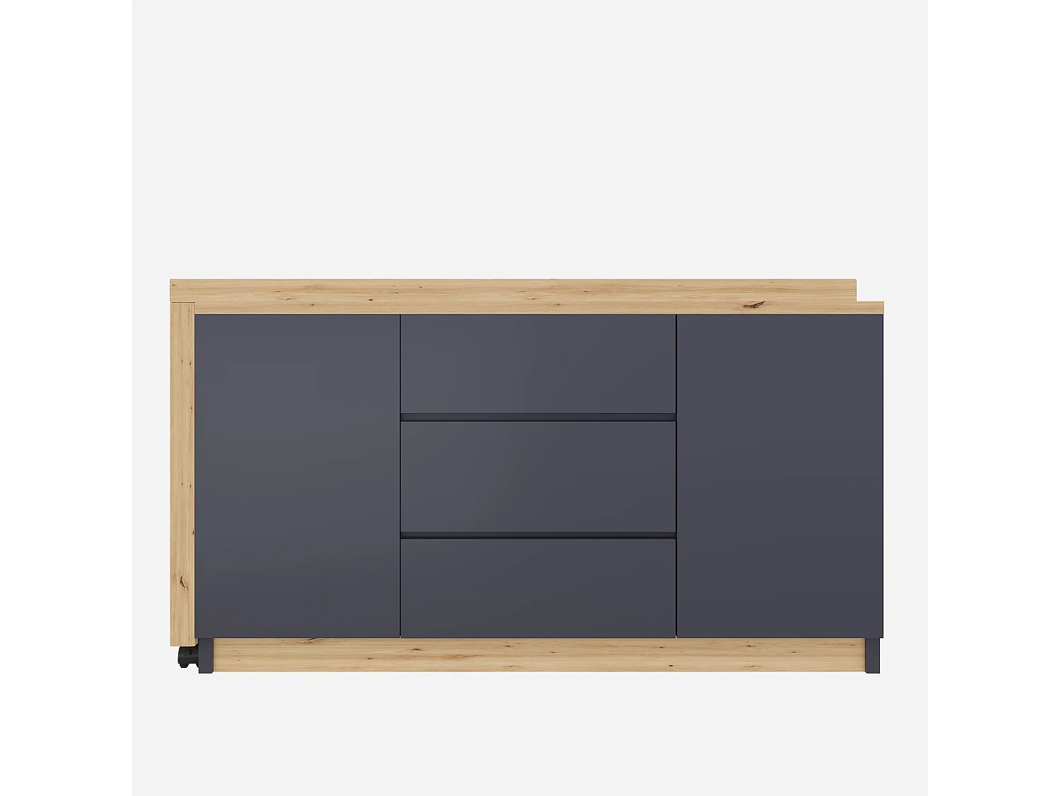 Bureau et buffet 2 en 1 - 120 x 50 x 76.5 cm - rotatif - avec 3 tiroirs + 2 portes + bureau pliable - aggloméré - girs + naturel